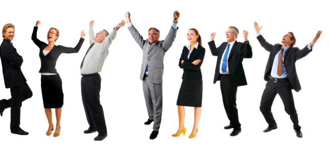 A group of very happy people isolated on white background